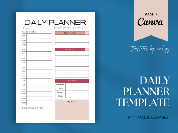 Download Free Daily Planner Template for Canva - Free daily planner Collection