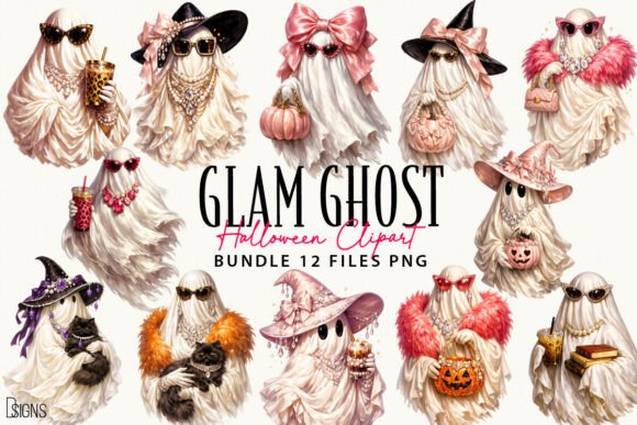 Download Glam Ghost Halloween Clipart Bundle PNG - Glam Collection