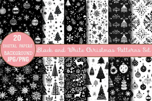 Download Black and White Christmas Patterns Set - Christmas patterns Collection
