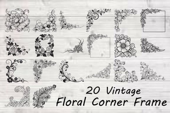 Download Vintage Floral Corner Frame - Premium Resources