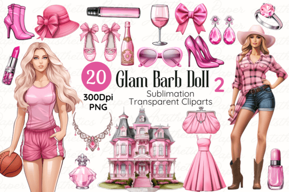 Download Glam Barbi-e Doll Sublimation Cliparts - Glam Collection